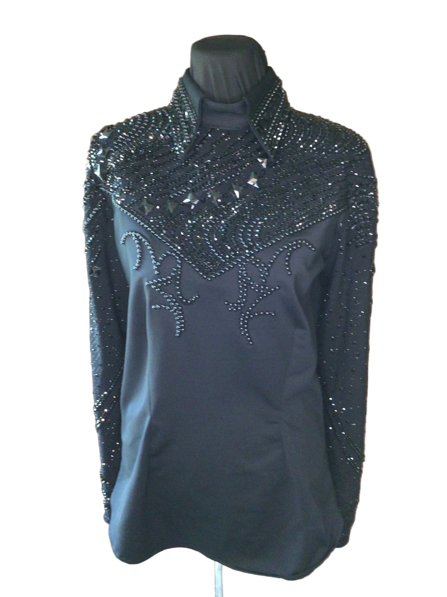 Large Black Stretch Horsemanship. Back Zip Tone on Tone Design