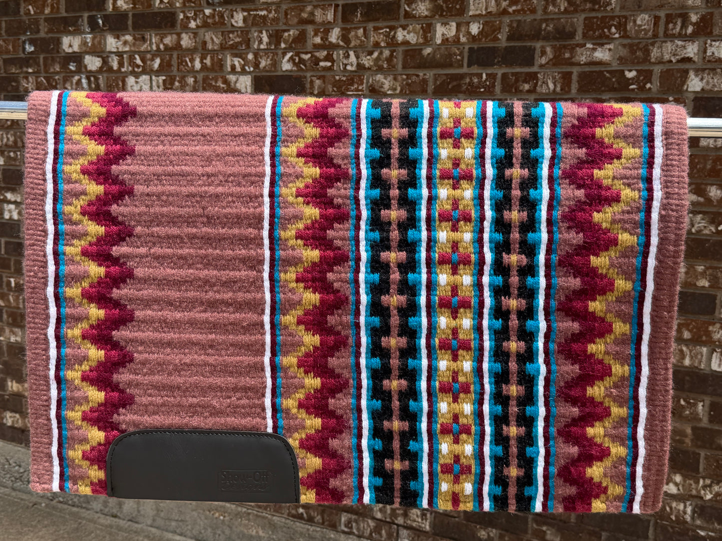 B623 Oversized Saddle Blanket Dark Rose, White, Burgundy, Black, Turquoise, Brick Red, Raw Umber