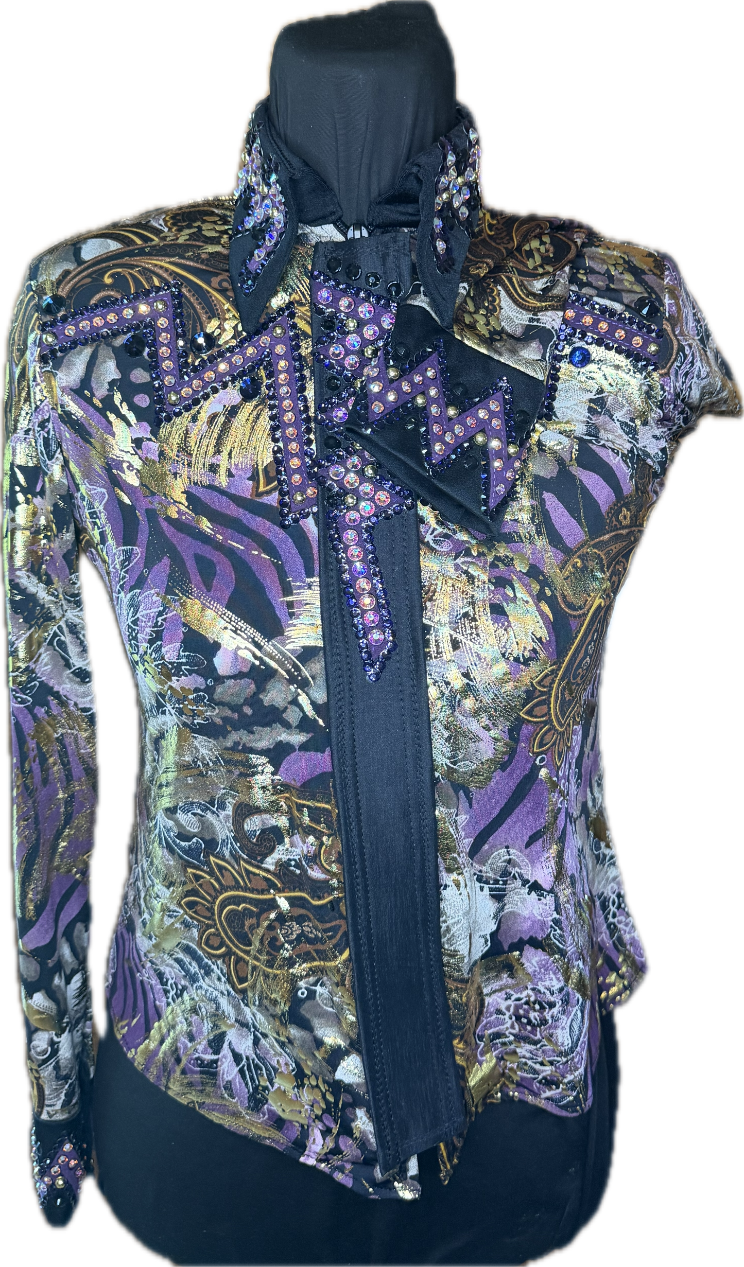 Youth Stretch Lycra Day Shirt Purple and Gold Size 14