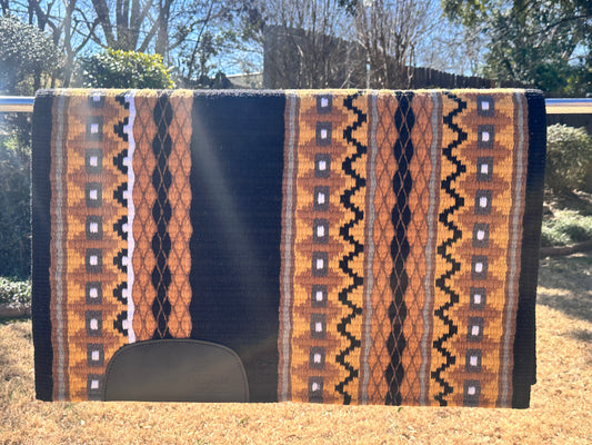 B141 Oversized Saddle Blanket black, gold, indian tan, ash, white