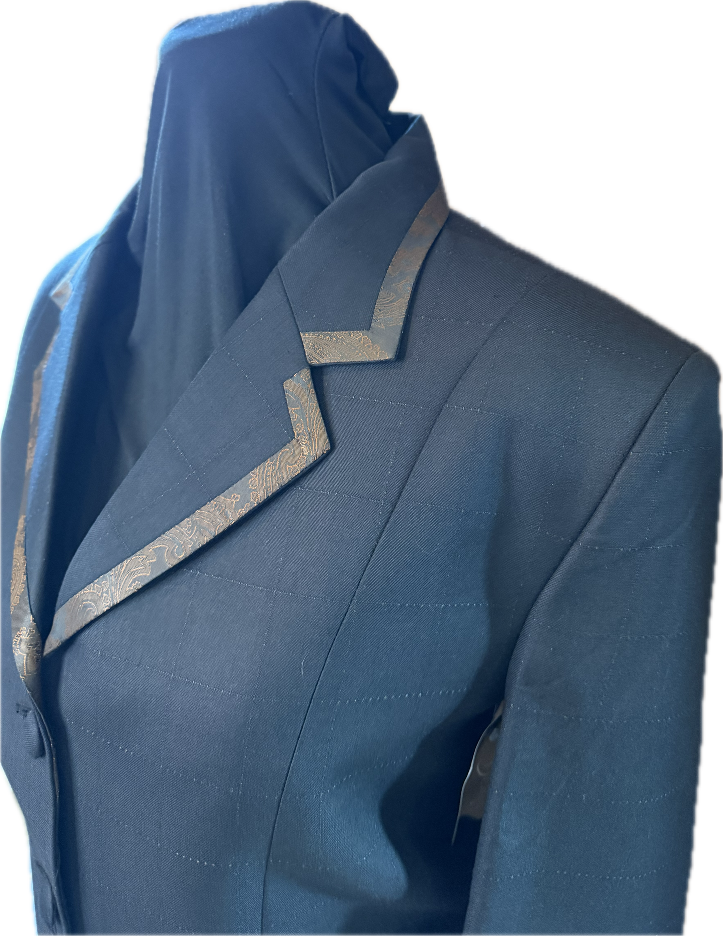 *38 Bust* Halter Coat* Black Plaid with Copper Trims and Belts