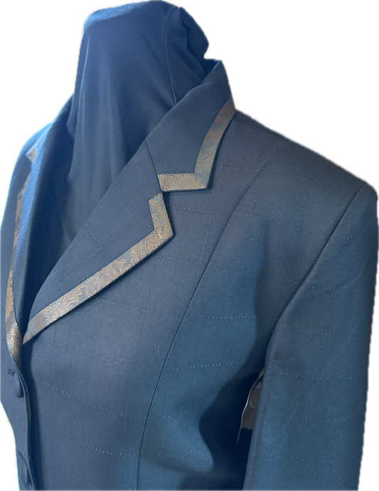 *38 Bust* Halter Coat* Black Plaid with Copper Trims and Belts