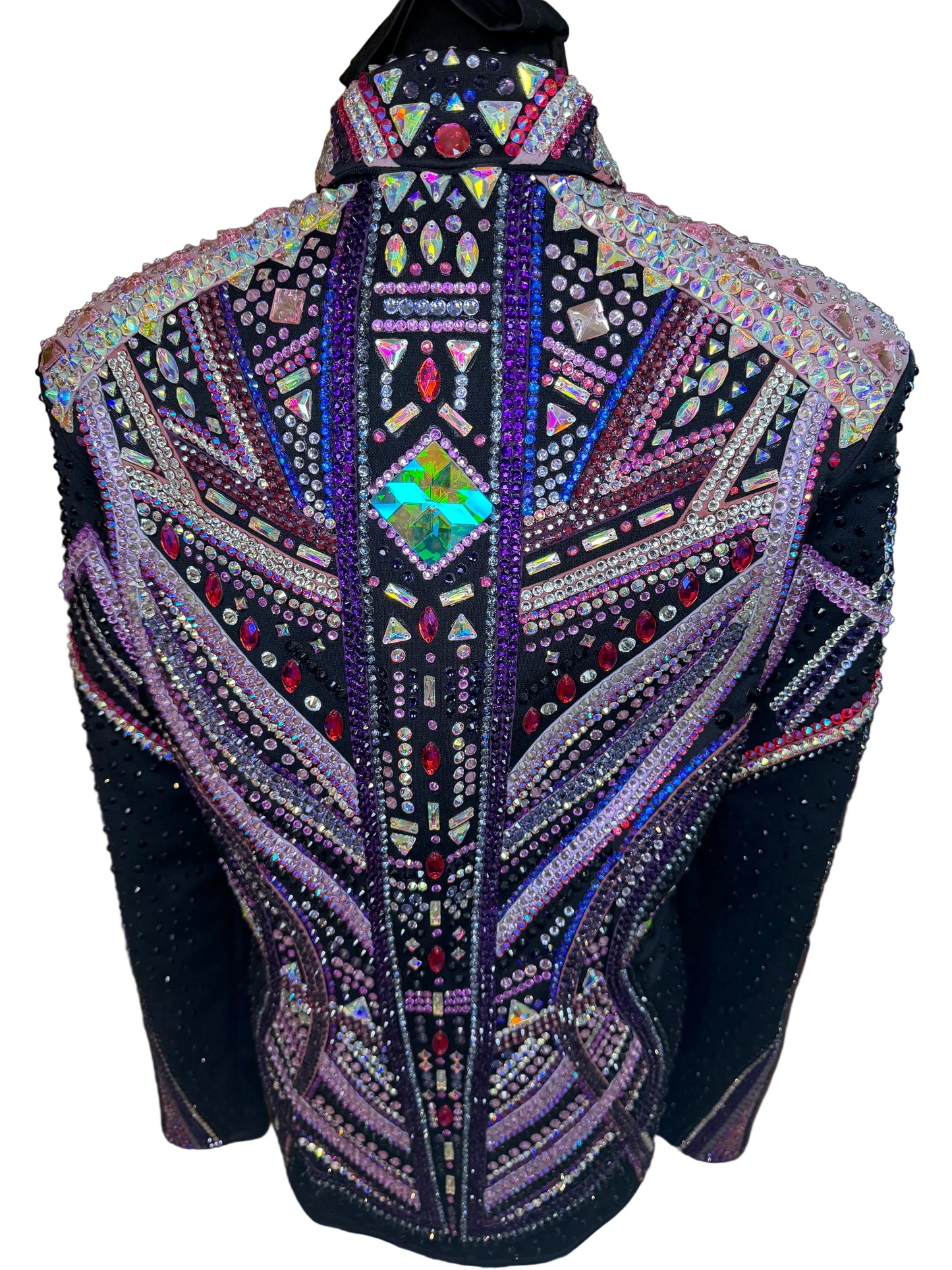 Large Black Showmanship Jacket. Black with Pink Gorgeous Designs