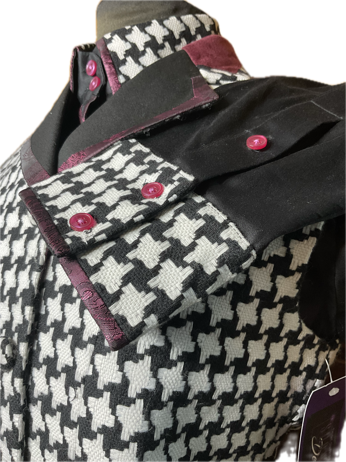 *40 Bust* Vest * Black print and white houndstooth with hidden zipper with matching shirt also with hidden zipper.