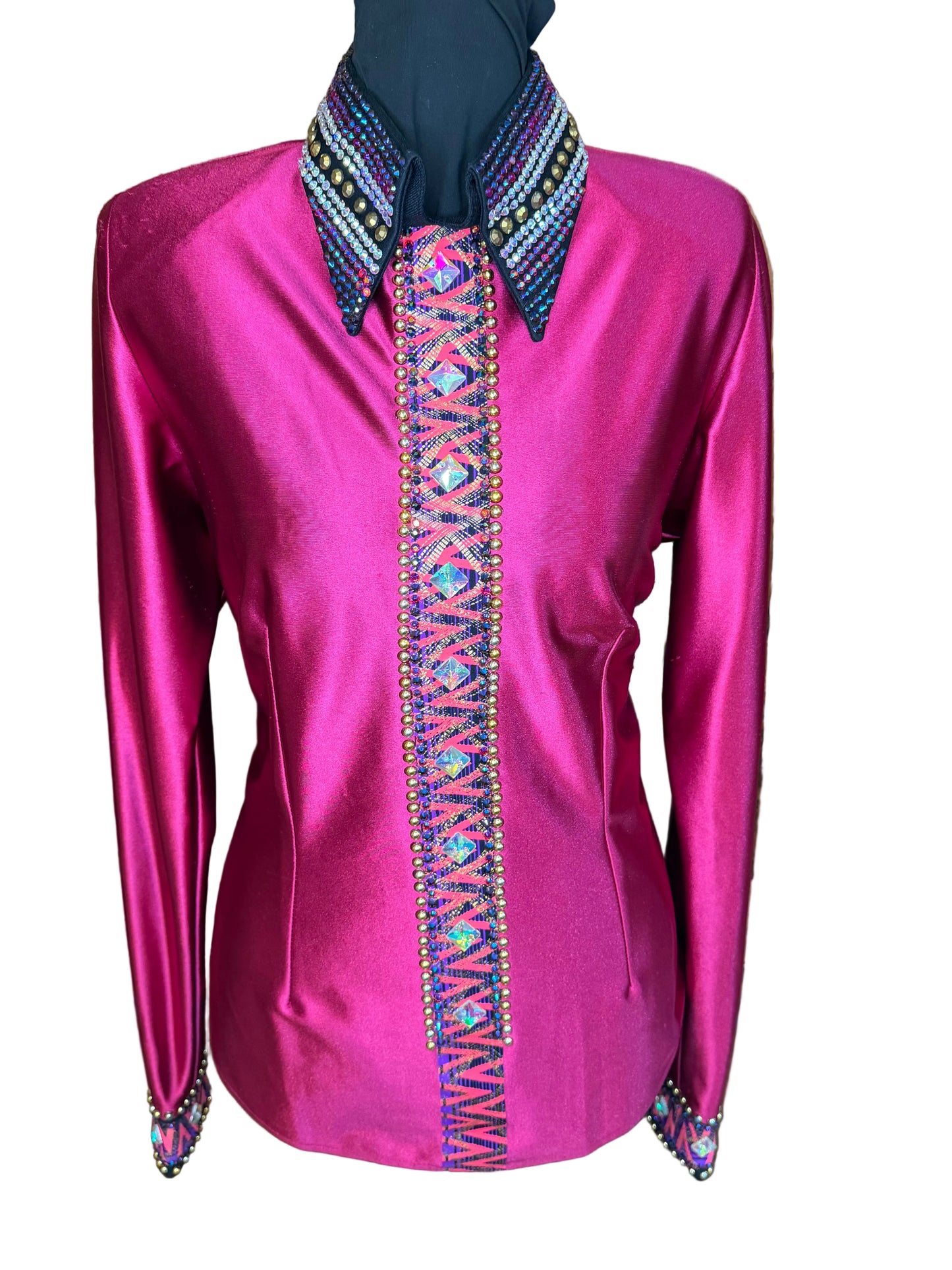 Size Medium Lycra Day Shirt. Back Zip Cranberry Red   **FINAL SALE**