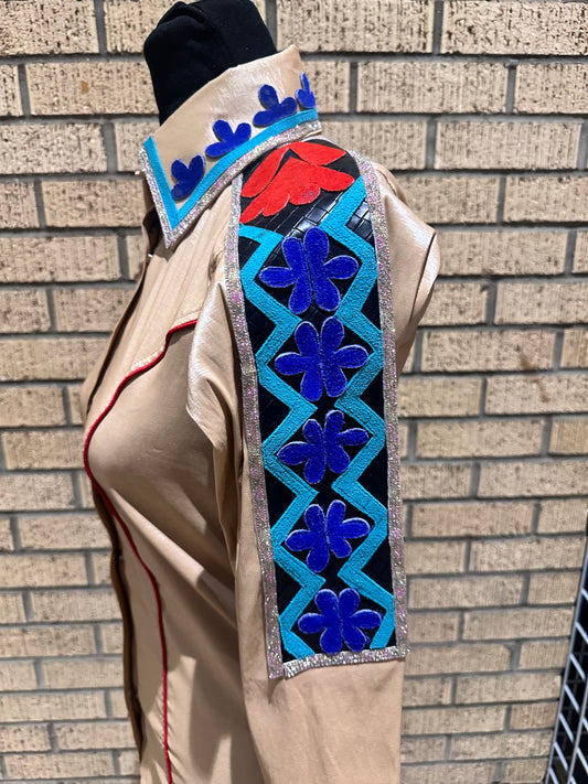 DIY Size extra small cream/gold hidden zipper with red, black, turquoise and royal blue accents