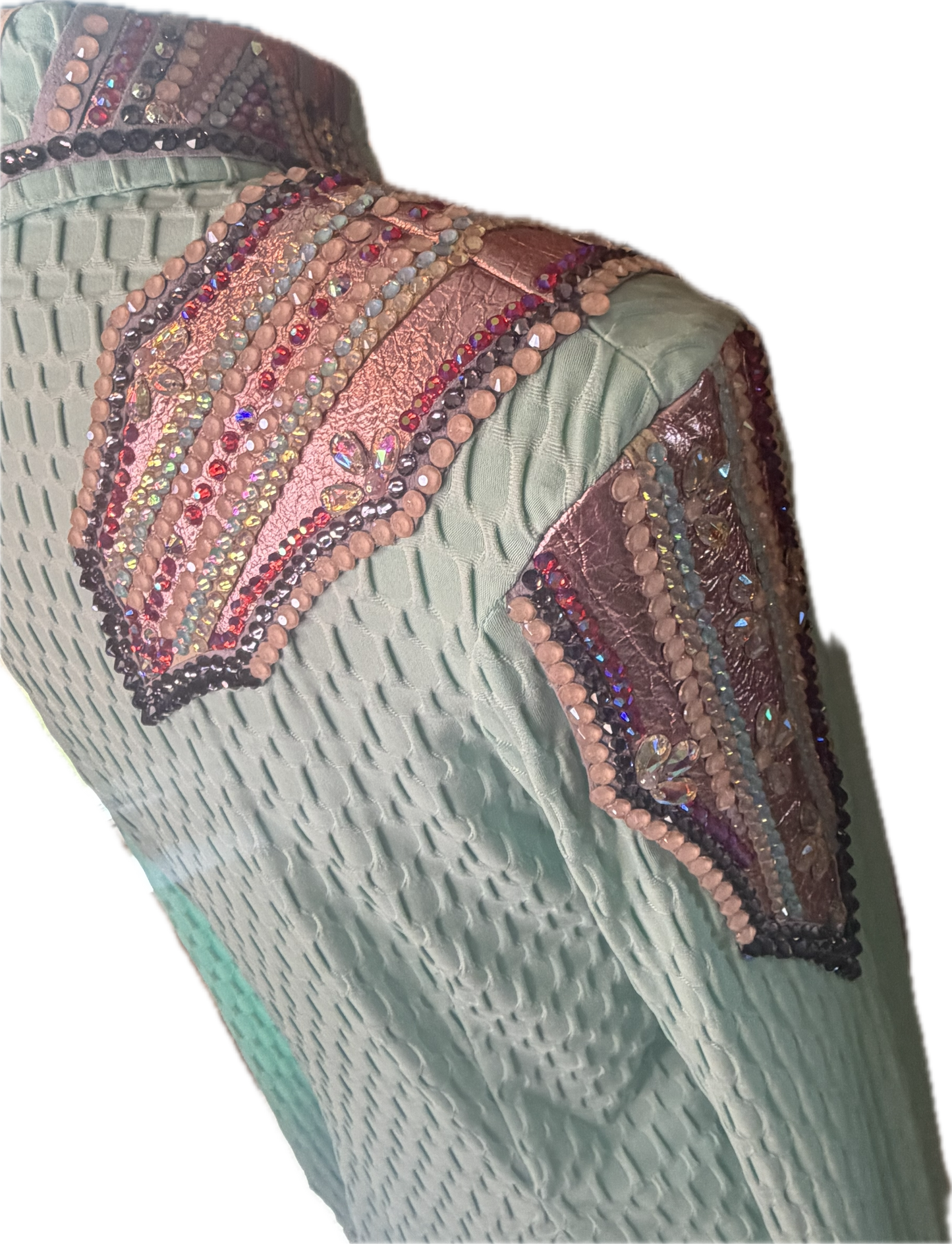 Size small day shirt Mint Green Textured Fabric with Pink. Stretch!