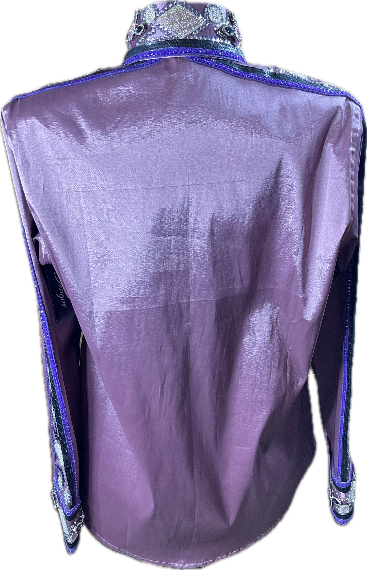 XL Mauve stretch taffeta day shirt with grey and purple accents