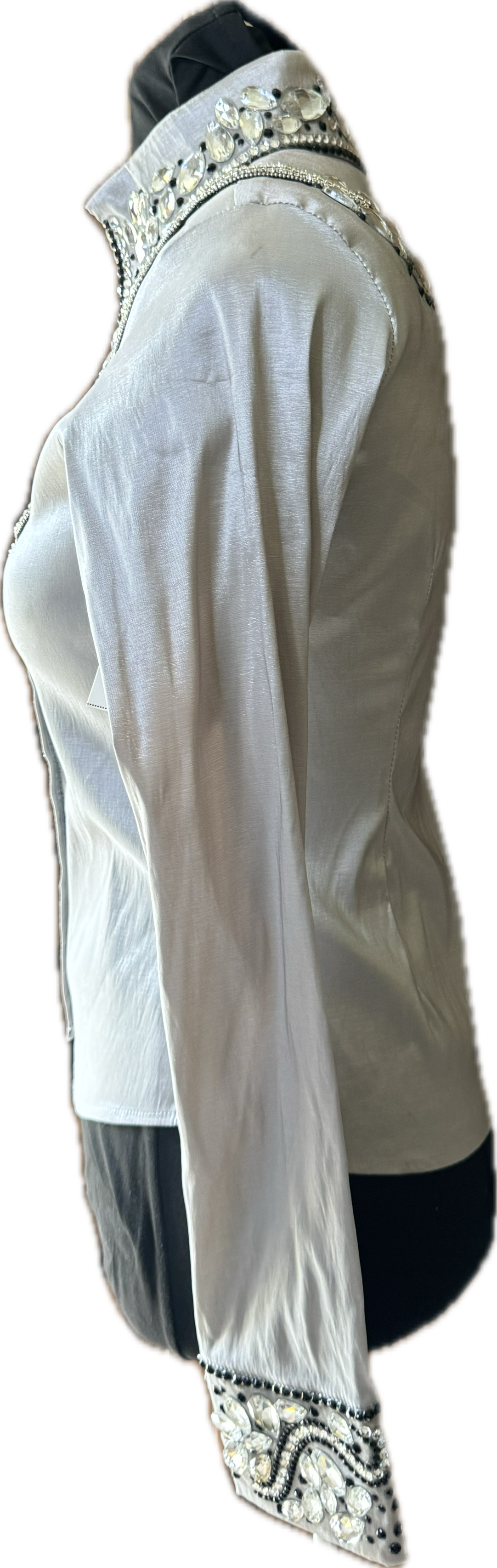 Extra Small Vest Set black and grey with matching day shirt. vest has detachable fringe