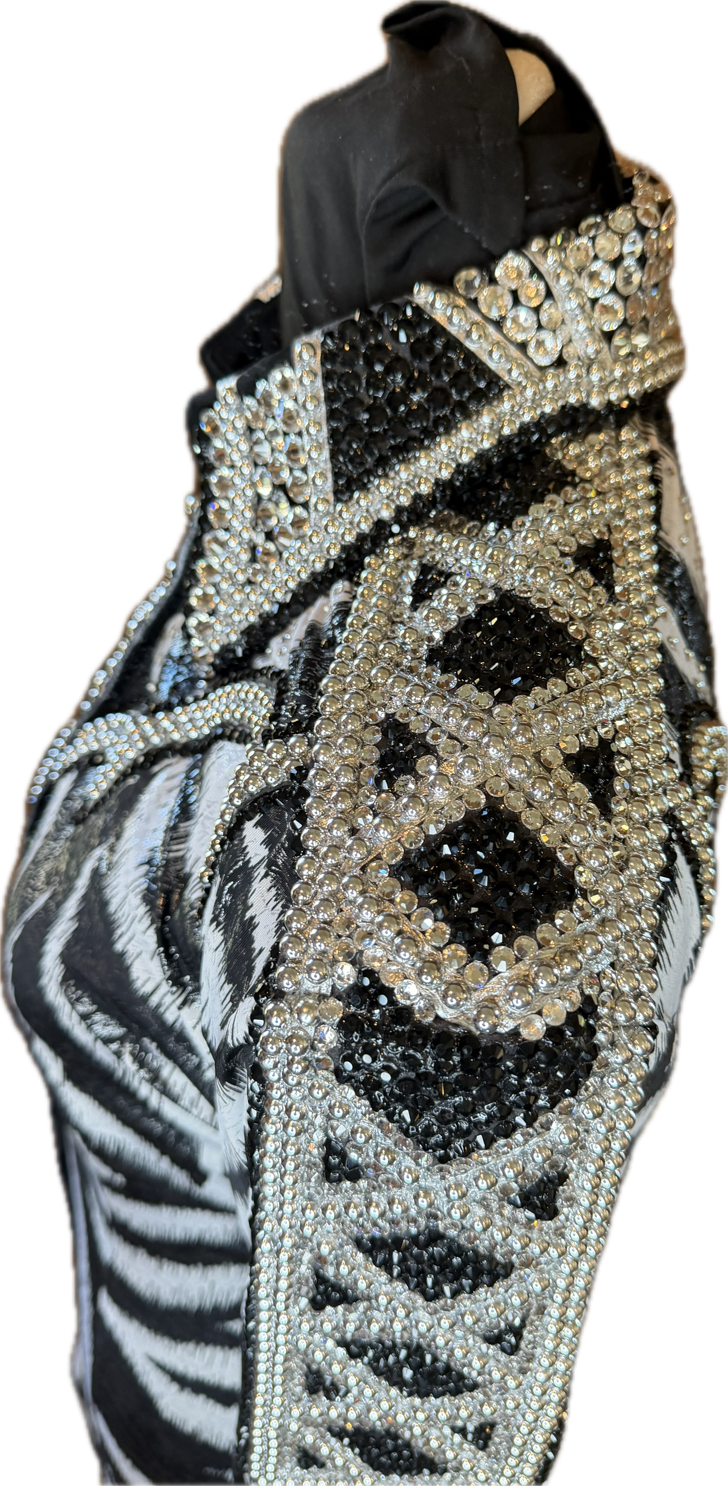 Medium Black and White Lycra Day Shirt with Silver Retro Design