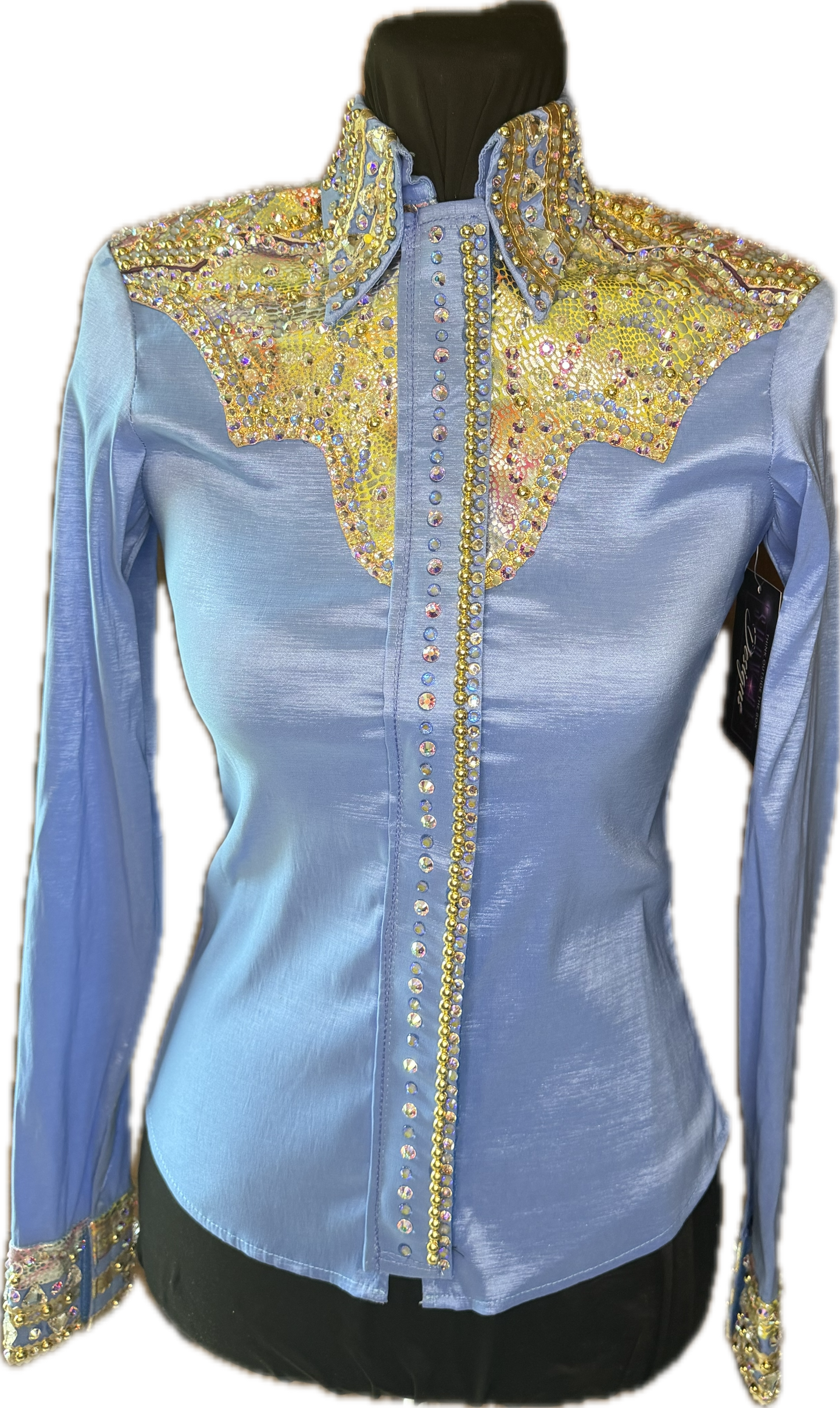 XS Periwinkle Stretch Taffeta with Bright Retro Design