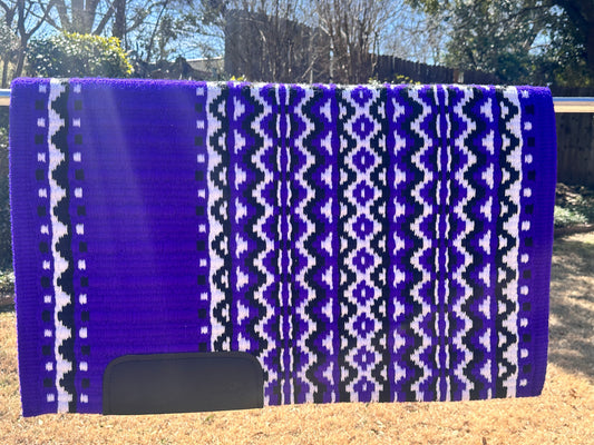 B137  Oversized Saddle Blanket royal purple, black, white