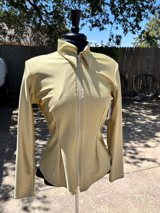 ADULT Plain Zip Up Shirt Gold Sheen