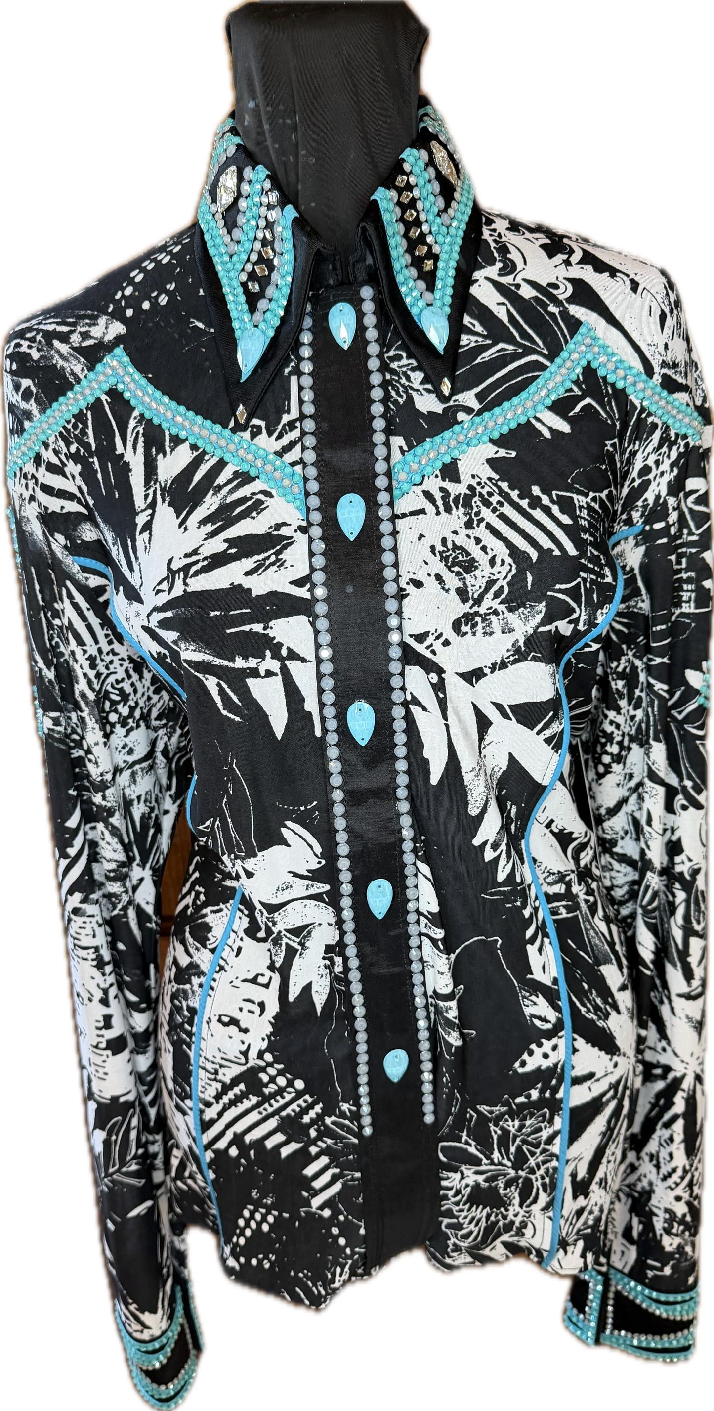 Size Extra Large Lycra Day Shirt with Reto Aqua Design