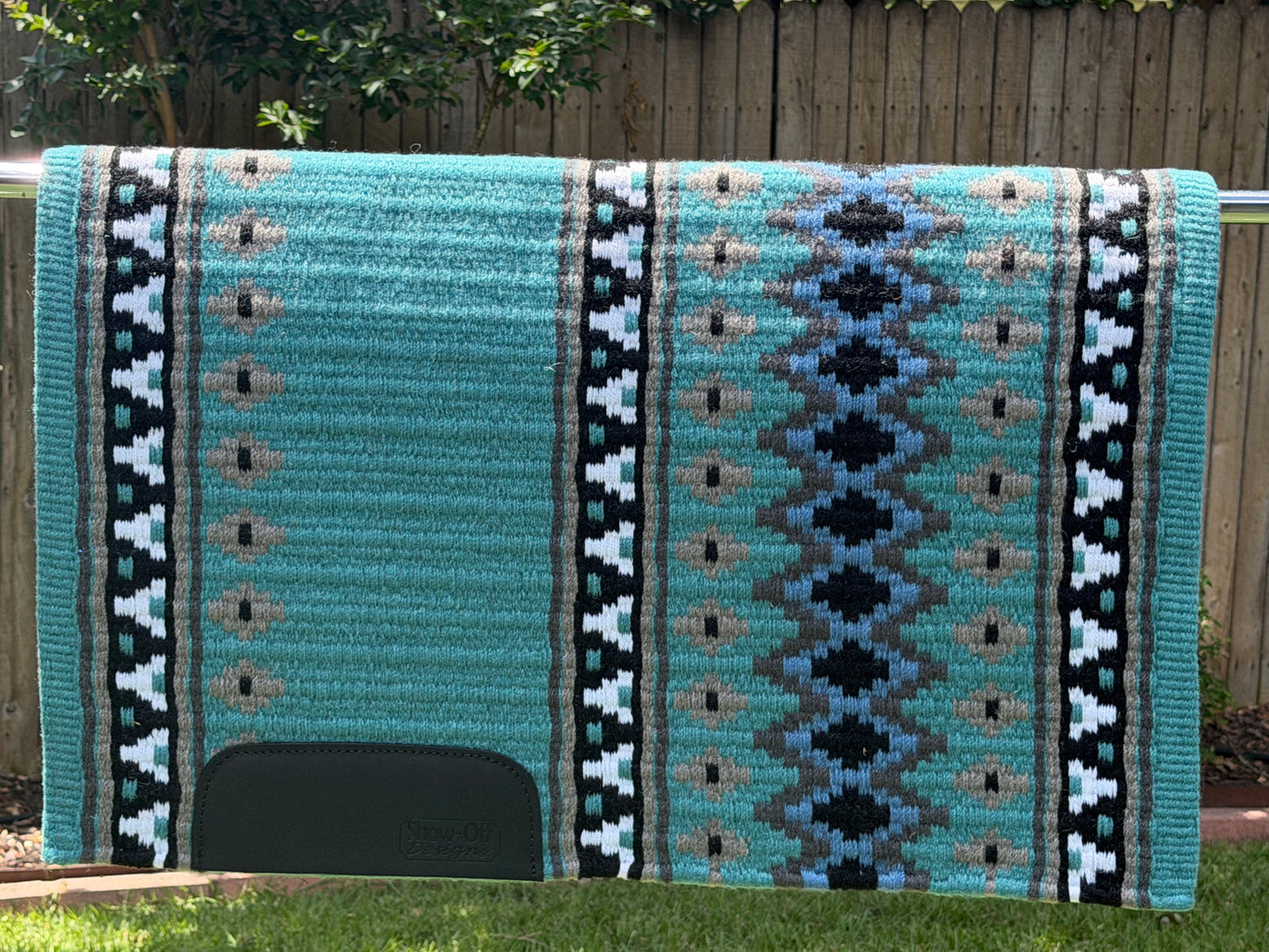 B562 Oversized Saddle Blanket Show Turquoise, White, Black, Charcoal, Ash, Periwinkle