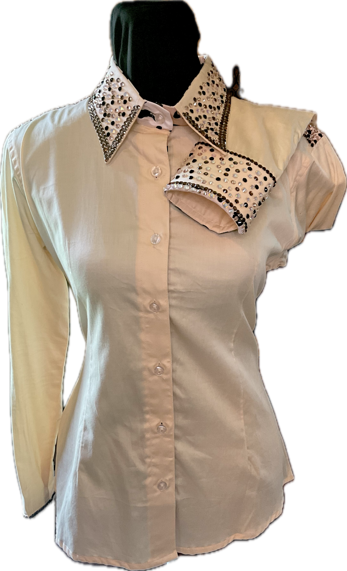 Small Cream Day Shirt Cheetah Print Cotton with Rose Gold Detail