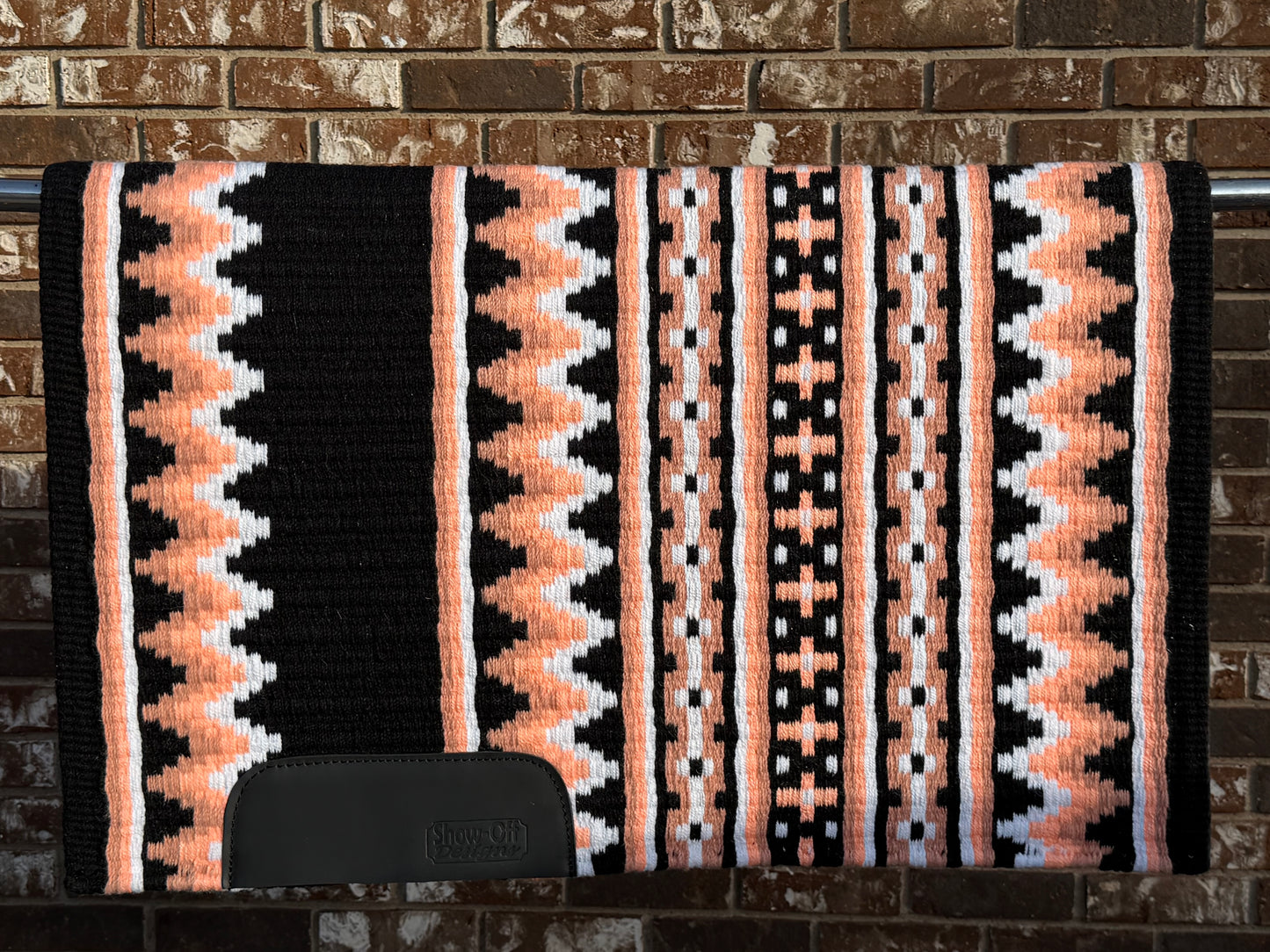 B463 Oversized Saddle Blanket Black, Peach, White, Dark Peach