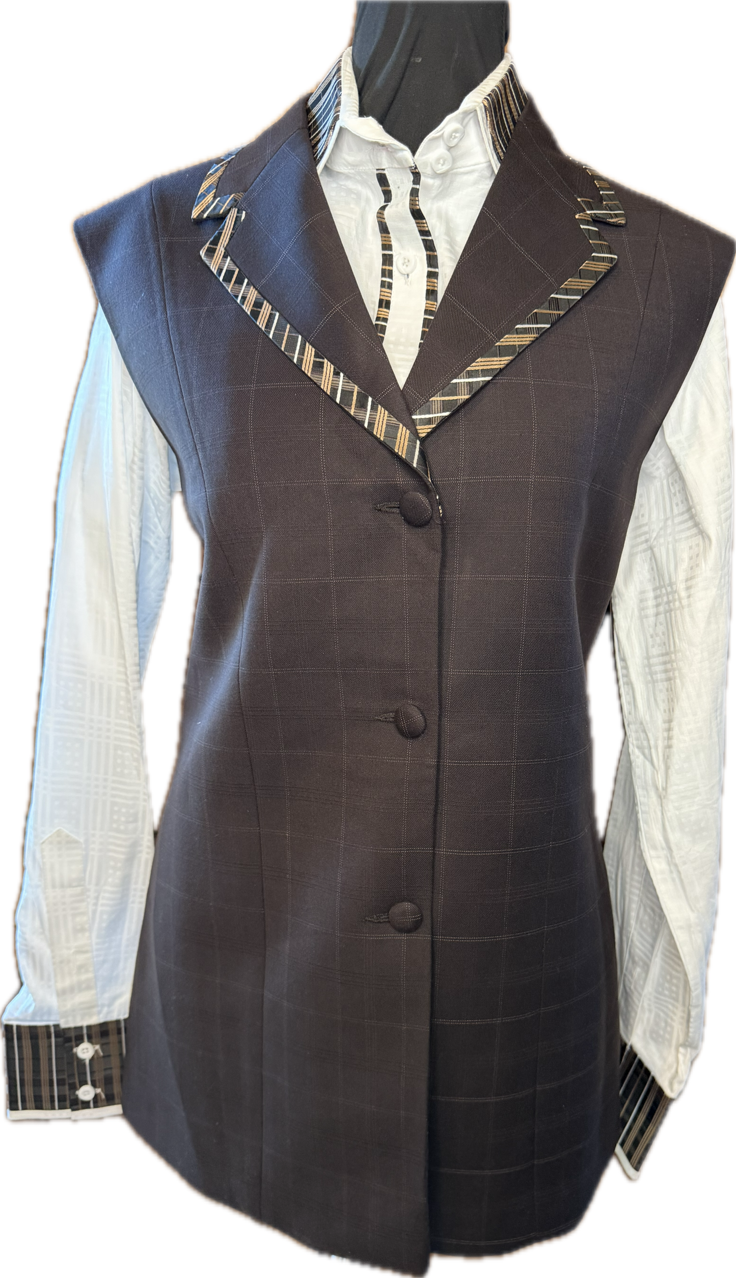 *40 Bust* Vest Set *Brown Plaid with Matching Shirt and Belt