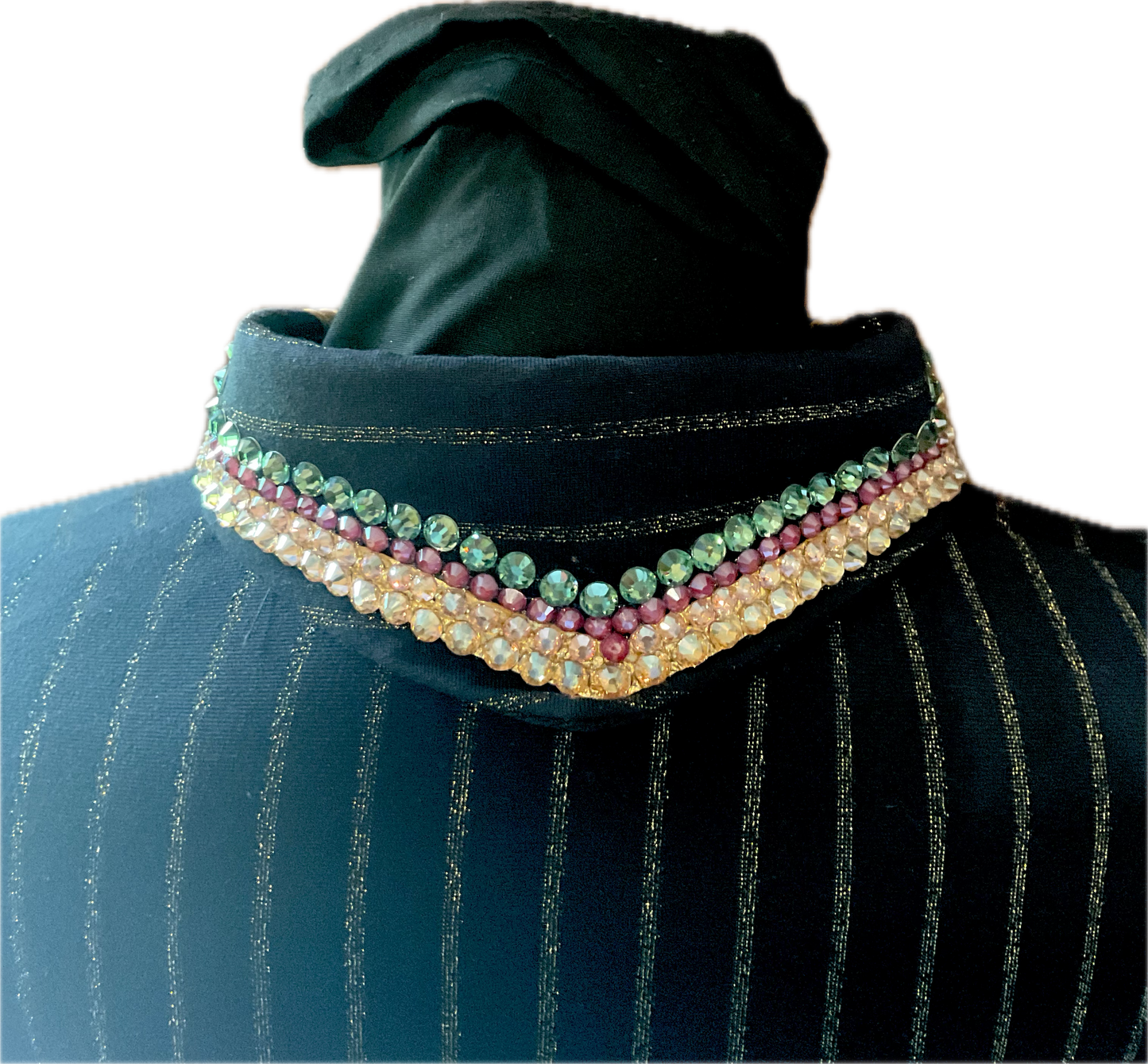 XL Black Vest Set with Burgundy, Rose Gold and Olive Green