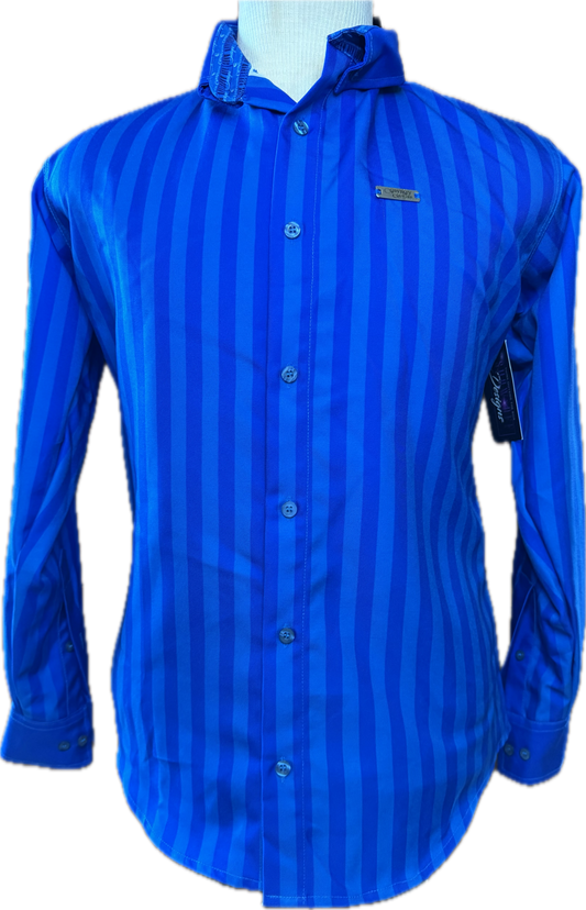 Cowboy Couture Men's Shirt -Royal 2-Tone -Stripe