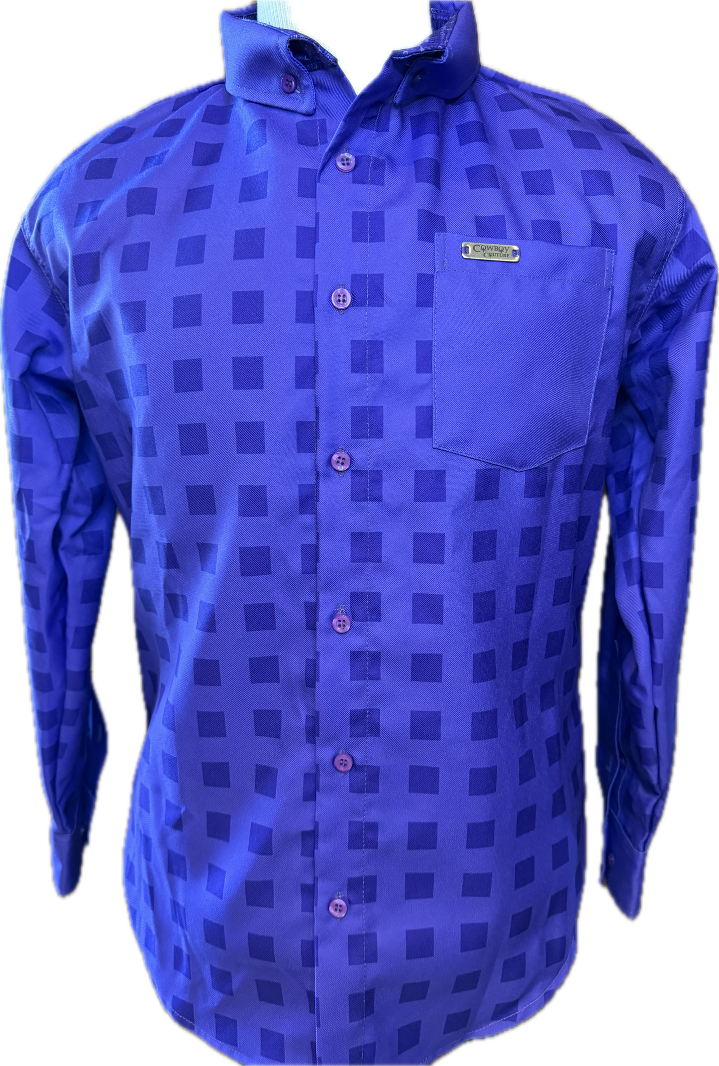Cowboy Couture Men's Shirt -Purple -Checkered