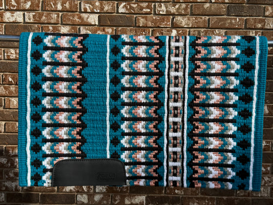 B482 Oversized Saddle Blanket Turquoise, Black, Ash, White, Matte Metallic Rose Gold