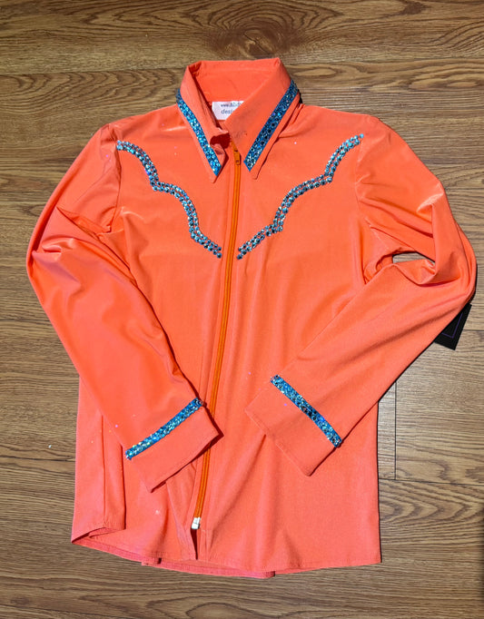 Kids 12 Coral Lycra with Turquoise Retro Design