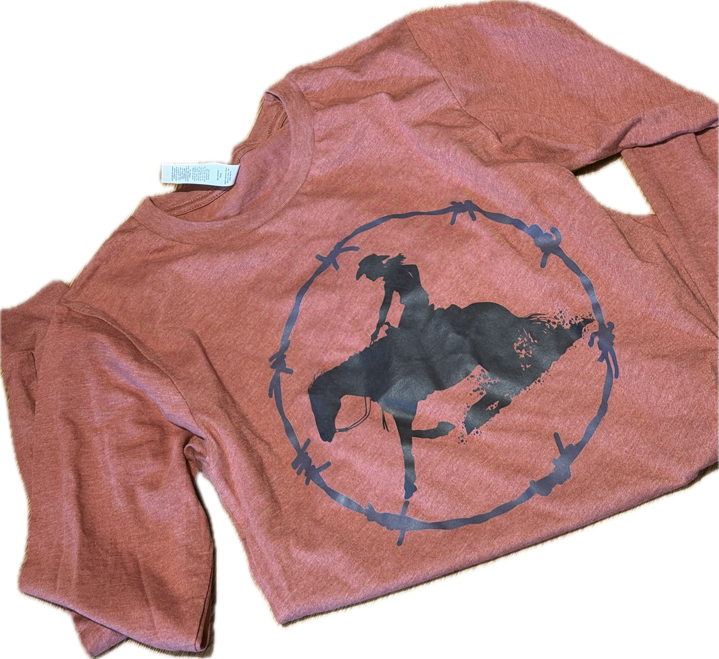 Long Sleeve T-Shirt "Reiner Wire'" X- SMALL in Rust