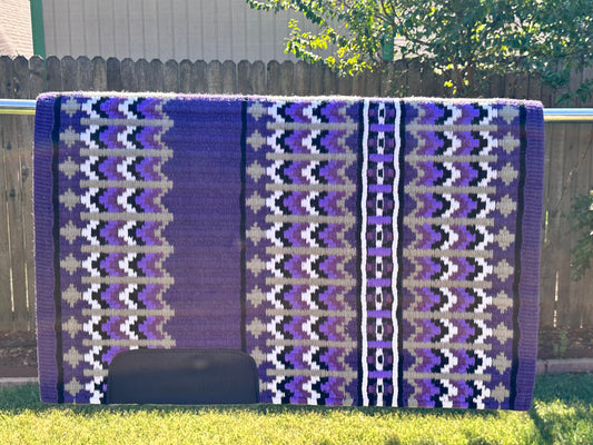B431 Oversized Saddle Blanket Show Purple, Bright Lavender, Ash, White, Black