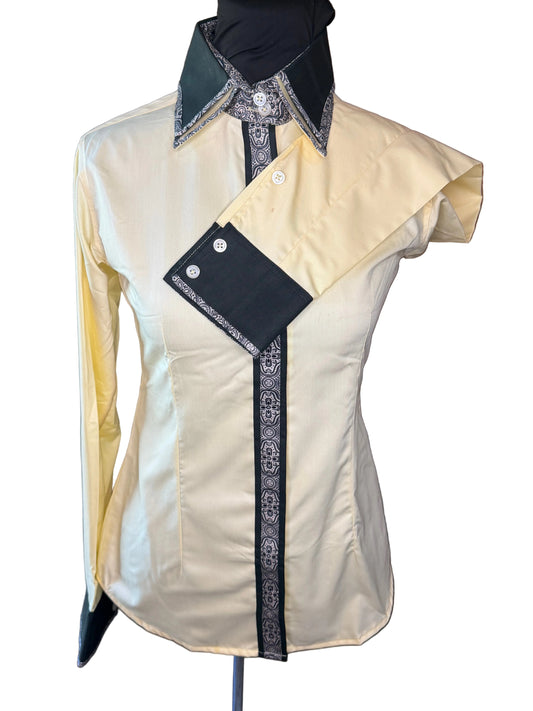 Youth Western Stretch Cotton Shirt **Hidden Zipper** Cream/Black