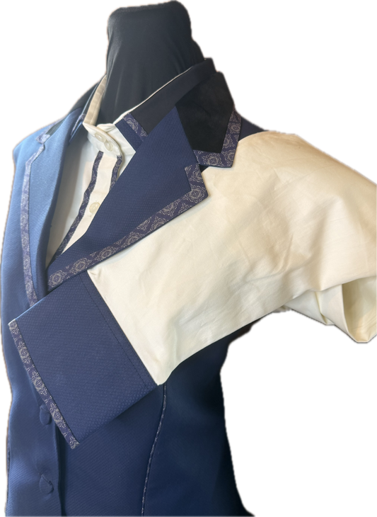 *42 Bust* Vest Set *Navy Blue Textured and Matching Shirt