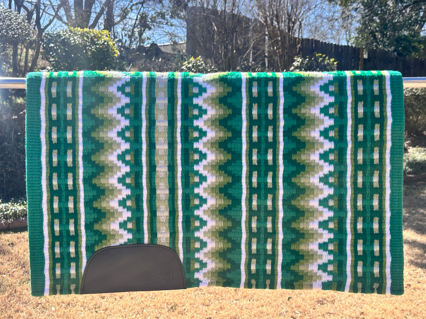 B136 Oversized Saddle Blanket kelly green, white, dark kelly, light kelly, matte metallic silver, dark lime