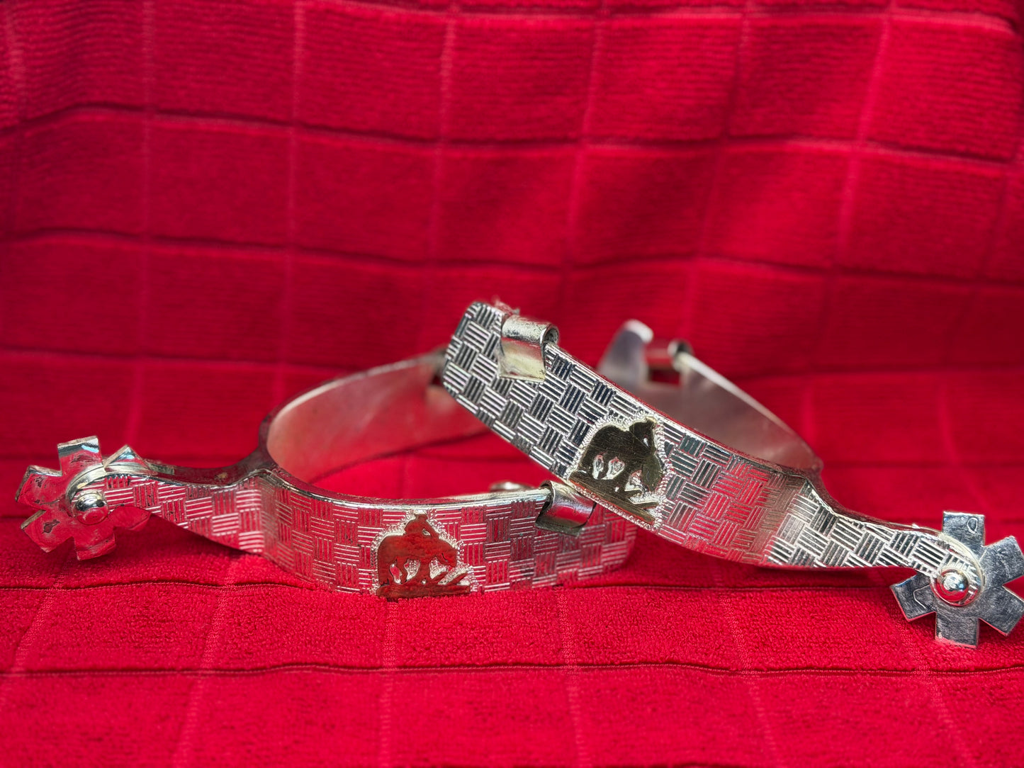 Sterling Sliver Overlay Spurs -Trail Horse-
