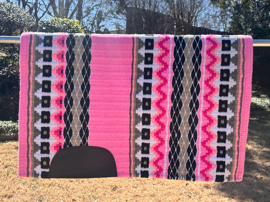 B116 Oversized Saddle Blanket soft pink, black, white, ash, silver rose, sand