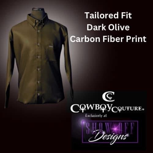 Cowboy Couture Men's Shirt - Dark Olive Carbon Fiber Print