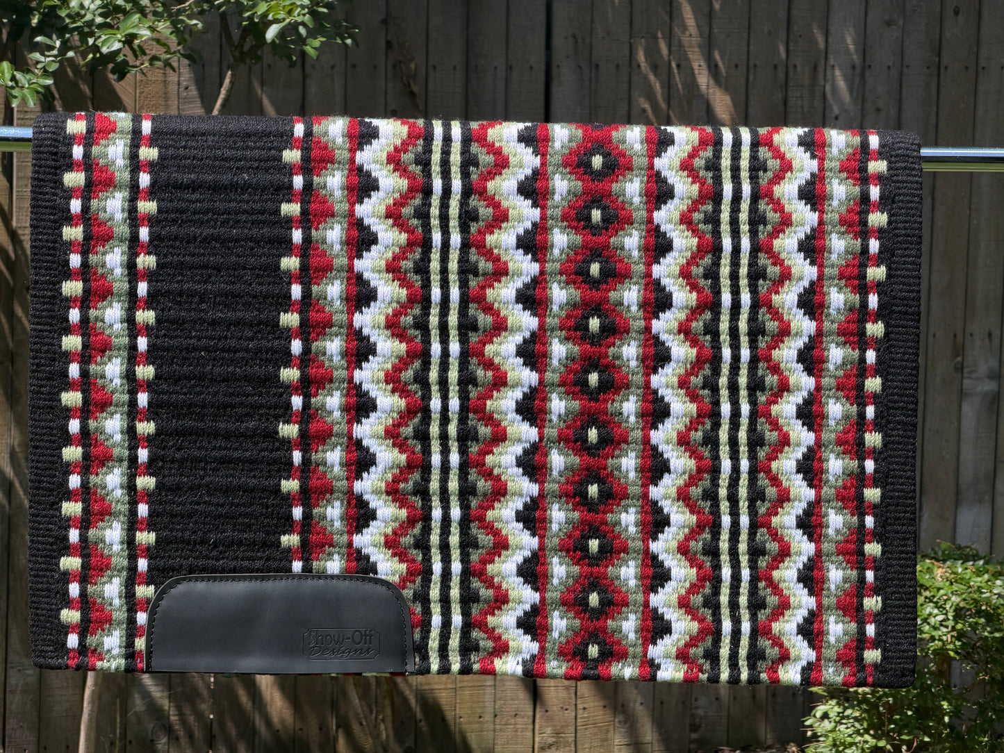 B526 Oversized Saddle Blanket Show Black, Whtie, Brick Red, Pistachio, Olive Green