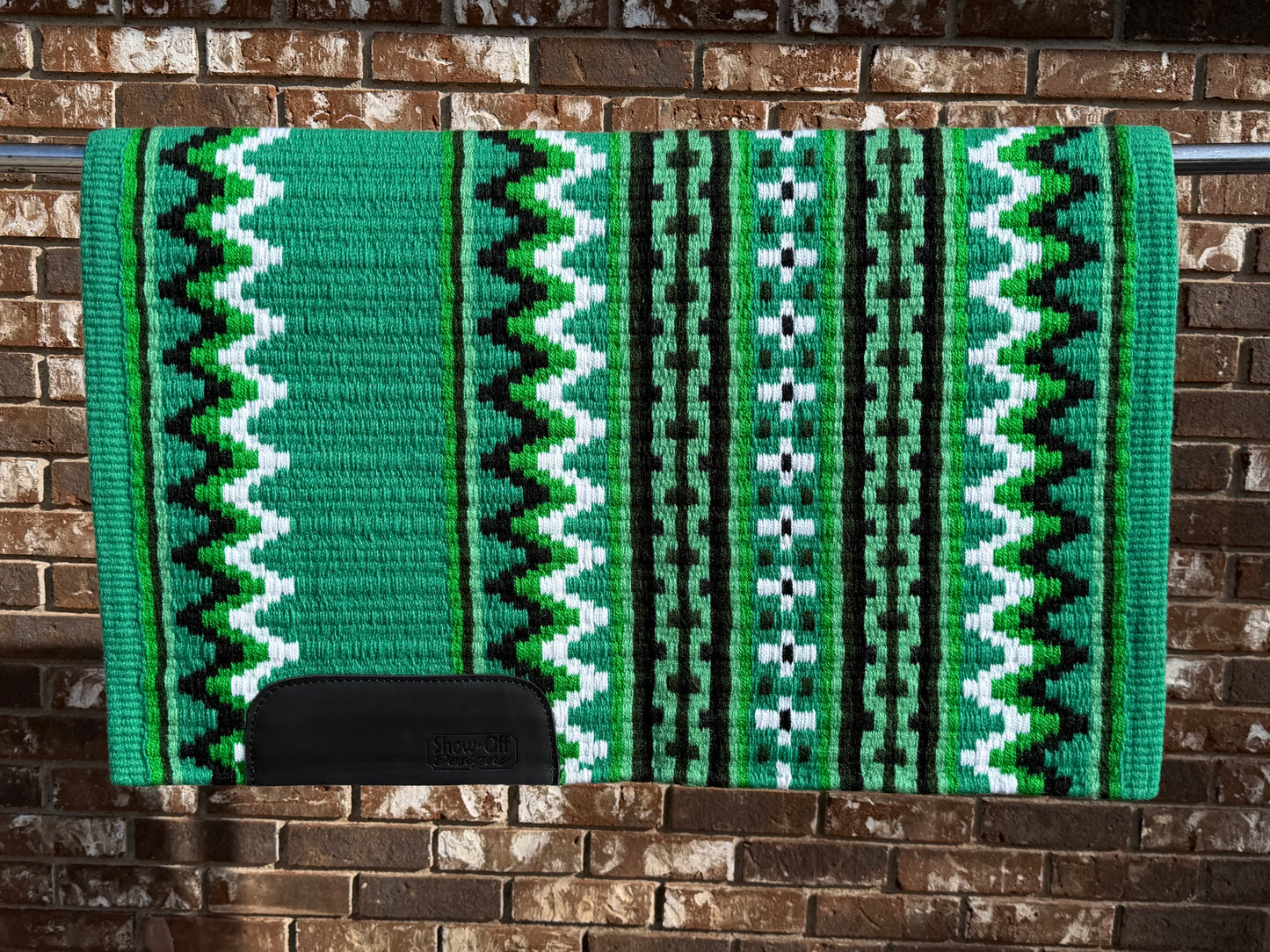 B489 Oversized Saddle Blanket Kelly Green, Emerald Green, Black, White, Sea Foam Green