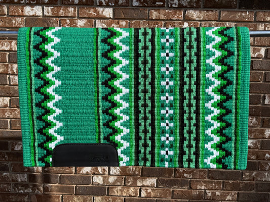 B489 Oversized Saddle Blanket Kelly Green, Emerald Green, Black, White, Sea Foam Green