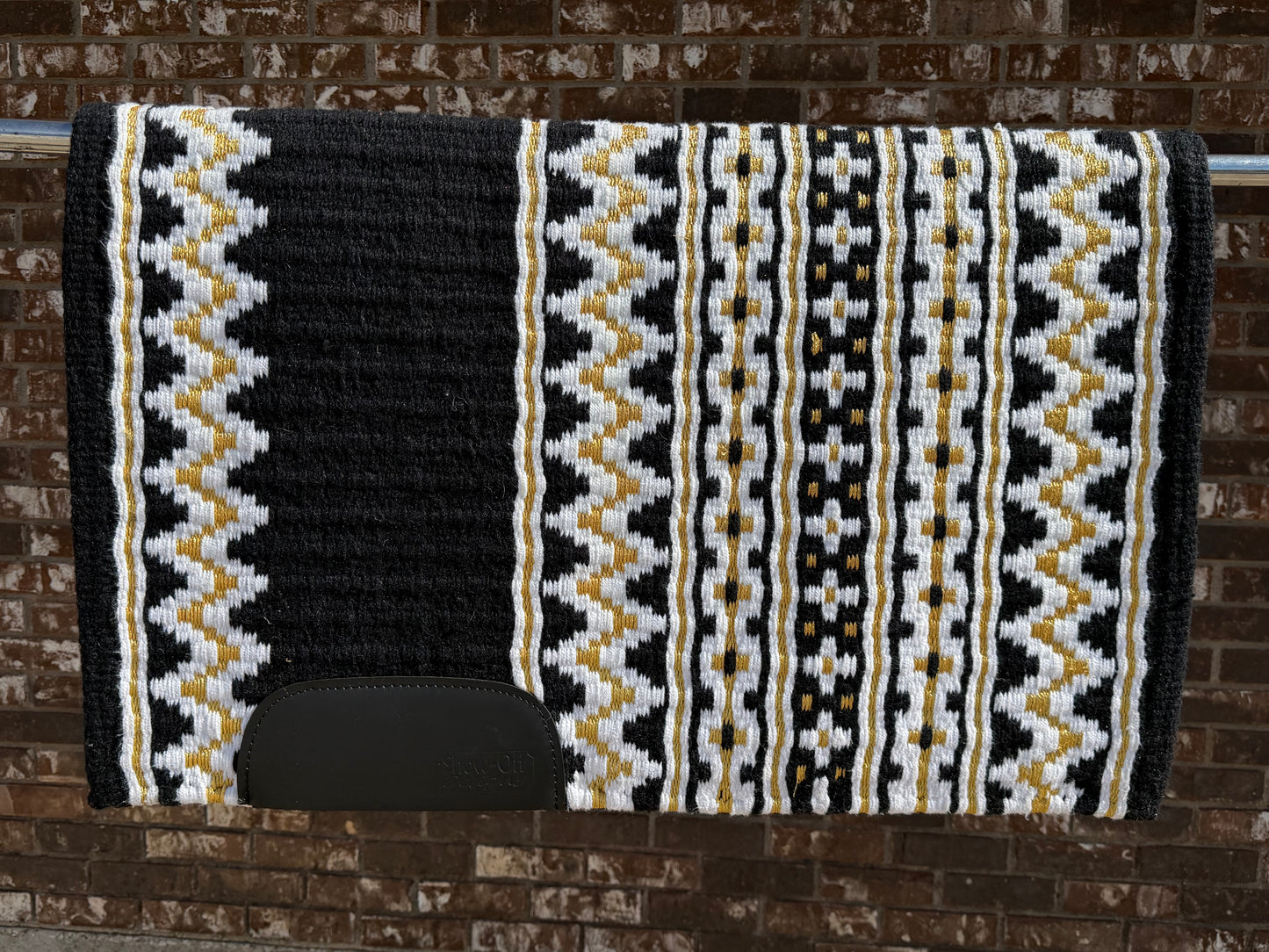 B496 Oversized Saddle Blanket Black, White, Dark Matte Metallic Gold