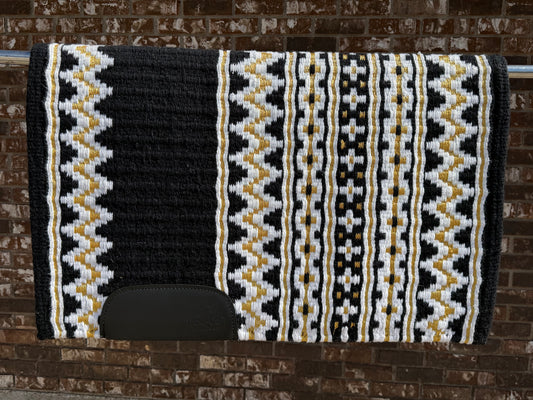 B496 Oversized Saddle Blanket Black, White, Dark Matte Metallic Gold