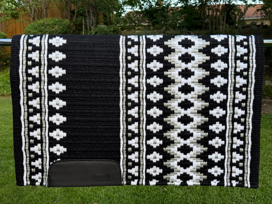 B533 Oversized Saddle Blanket Black, White, Matte Metallic Silver