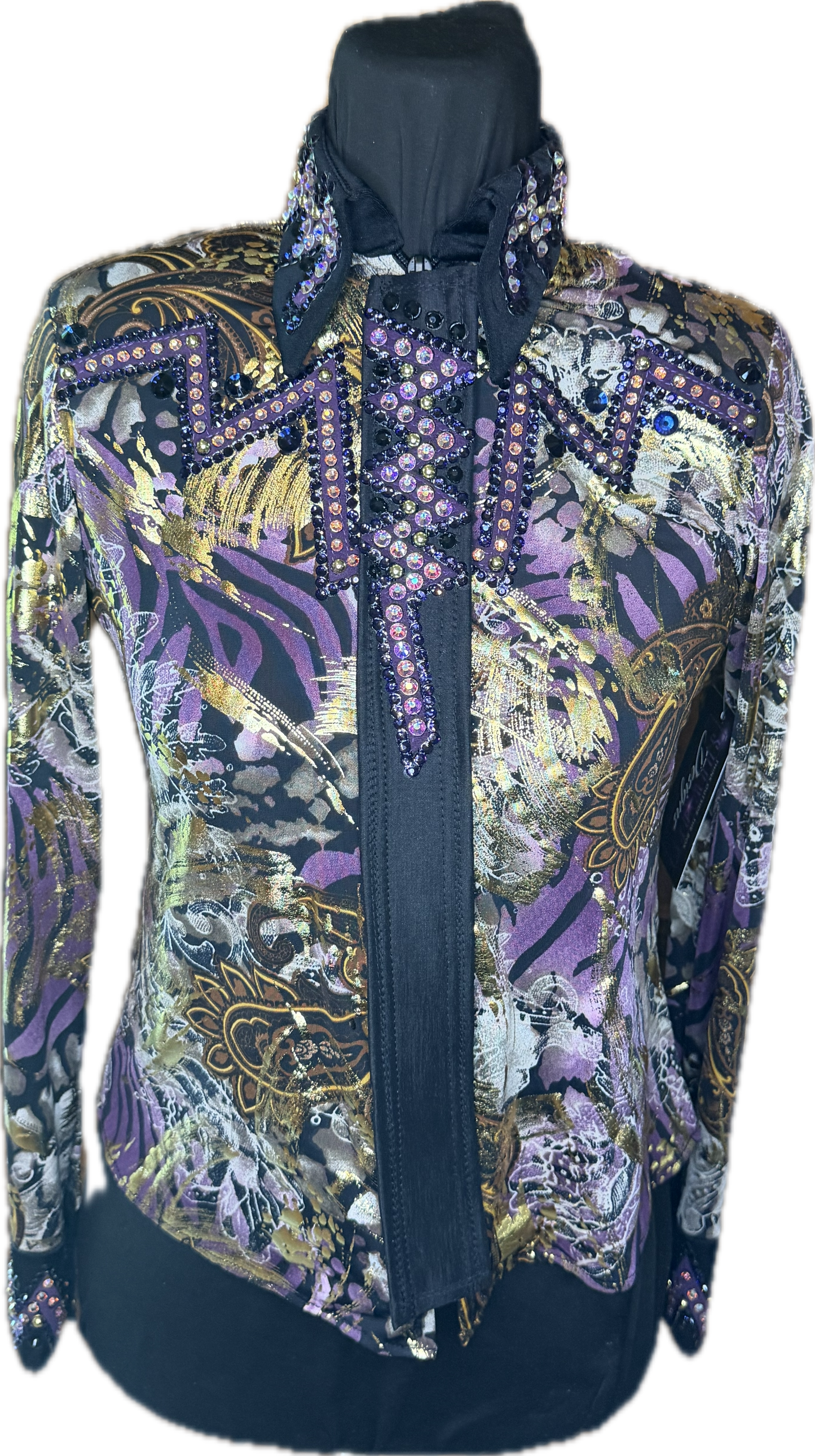 Youth Stretch Lycra Day Shirt Purple and Gold Size 14