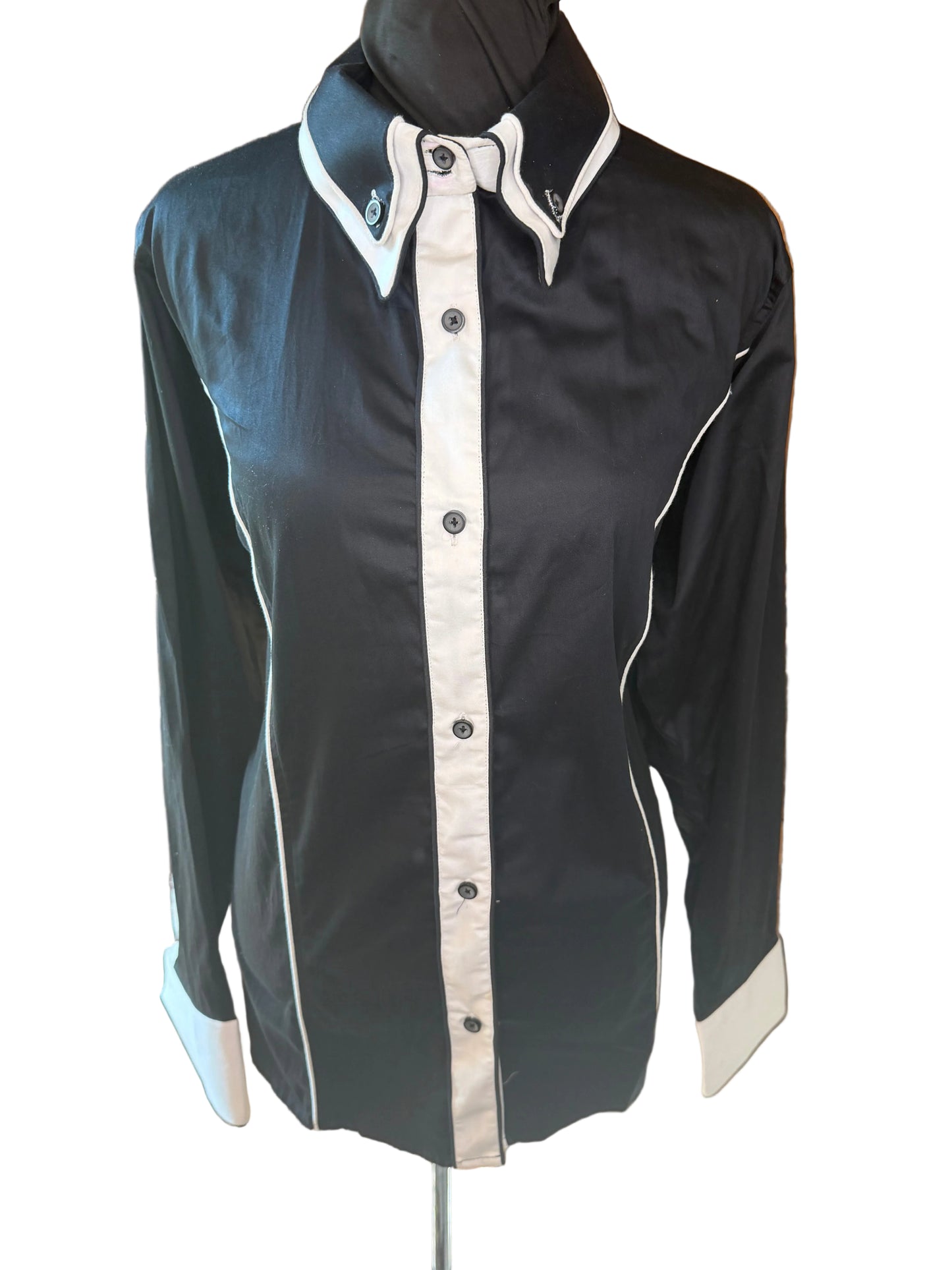 **Bust 44** Western Cotton Shirt **Button Front** Black/White