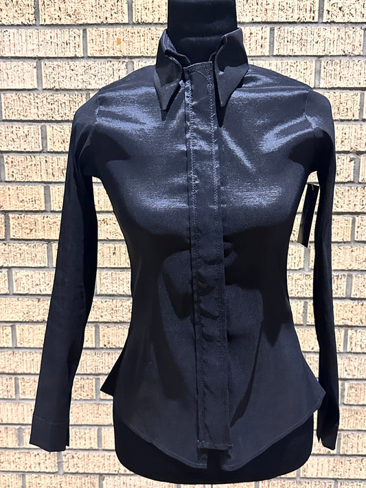 Size Extra Small Black plain shirt stretch taffeta