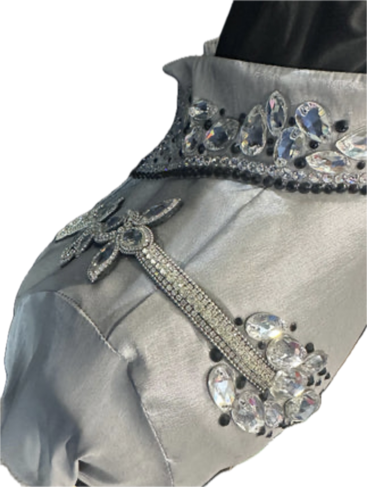 Extra Small Vest Set black and grey with matching day shirt. vest has detachable fringe