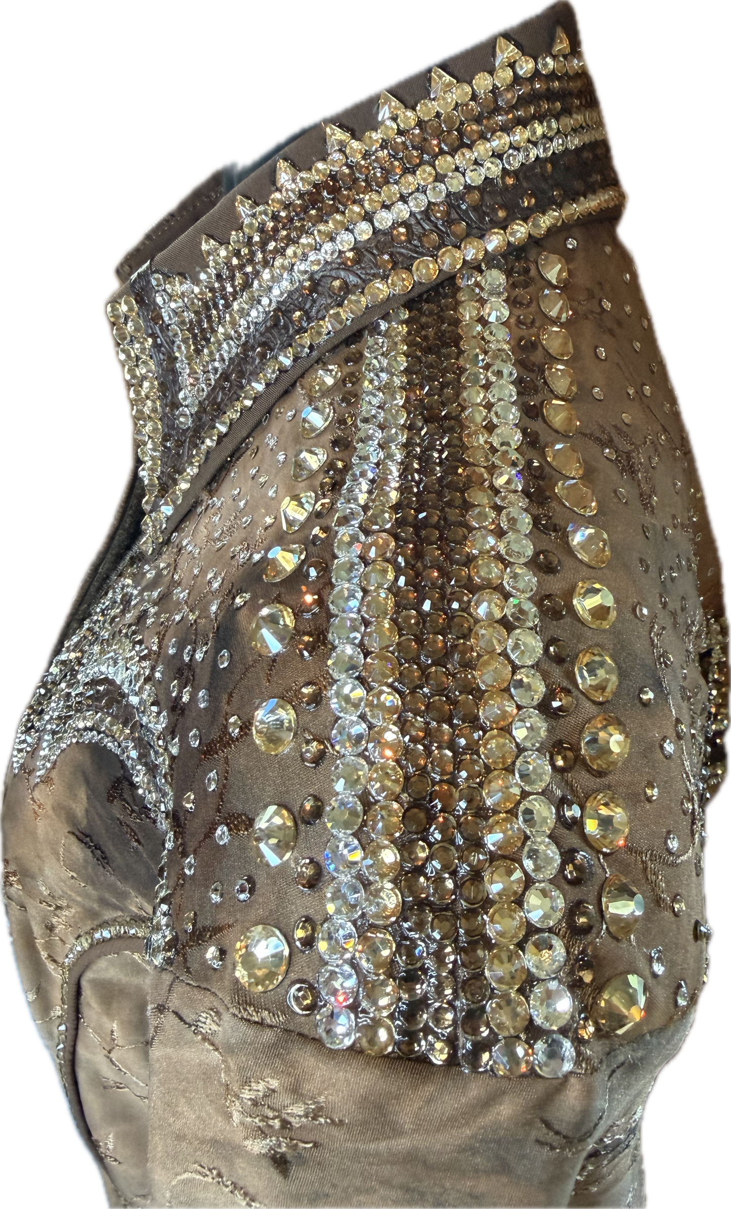 Size Large Brown Printed Lycra Day Shirt with Gold Retro Design