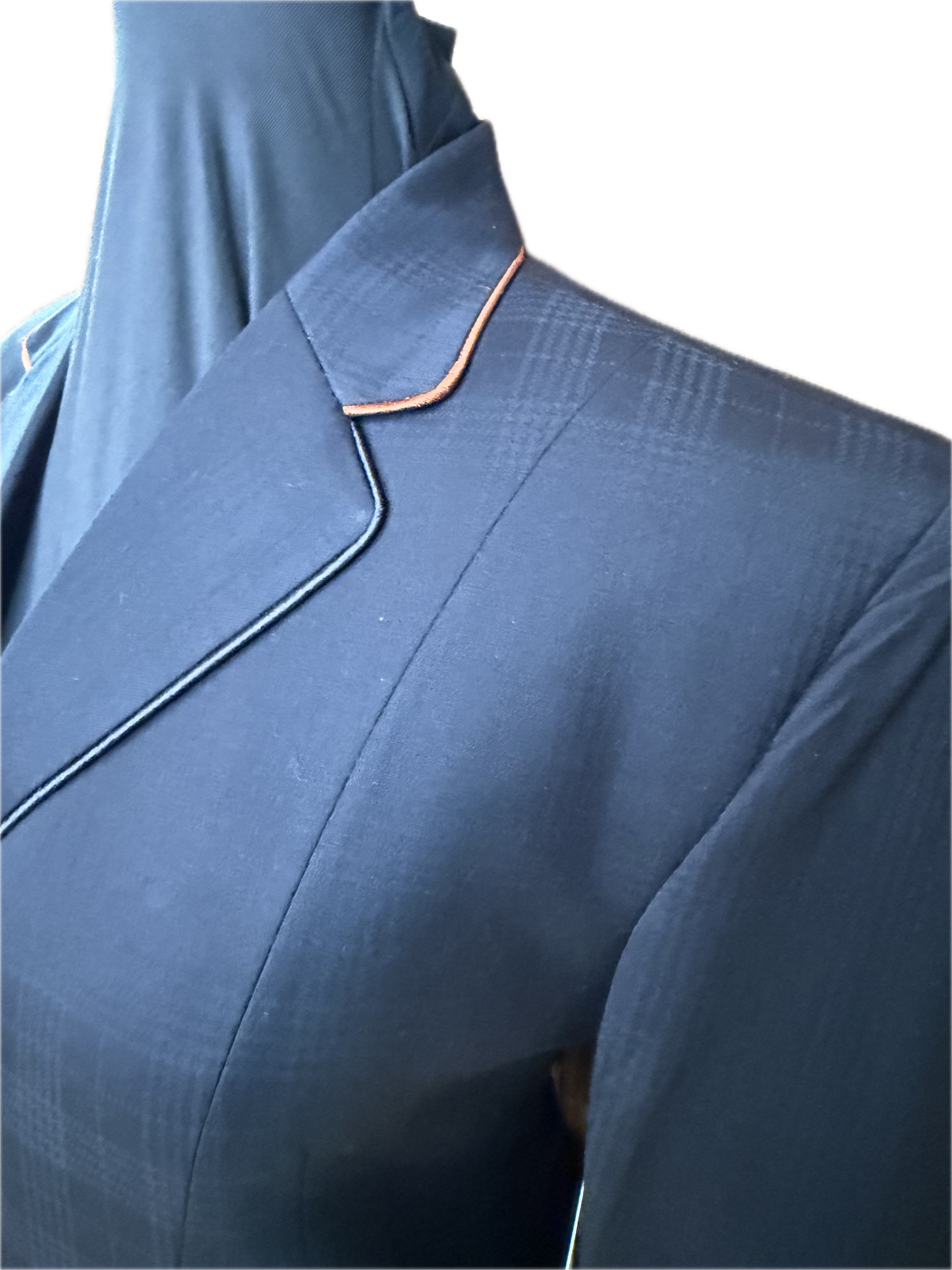 *36 Bust* Black Plaid with Rust Piping