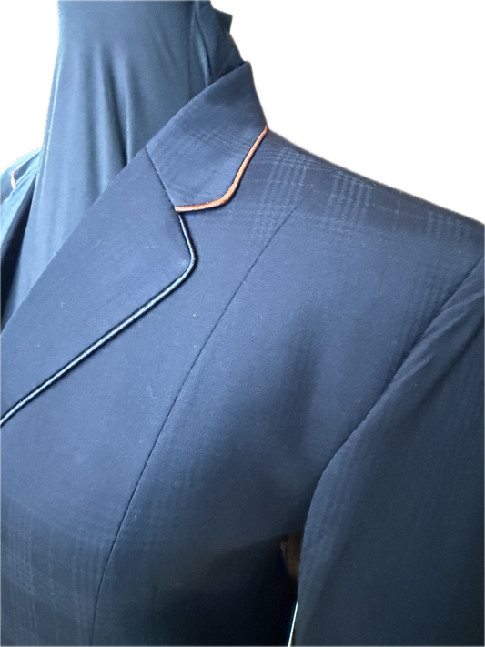 *36 Bust* Black Plaid with Rust Piping