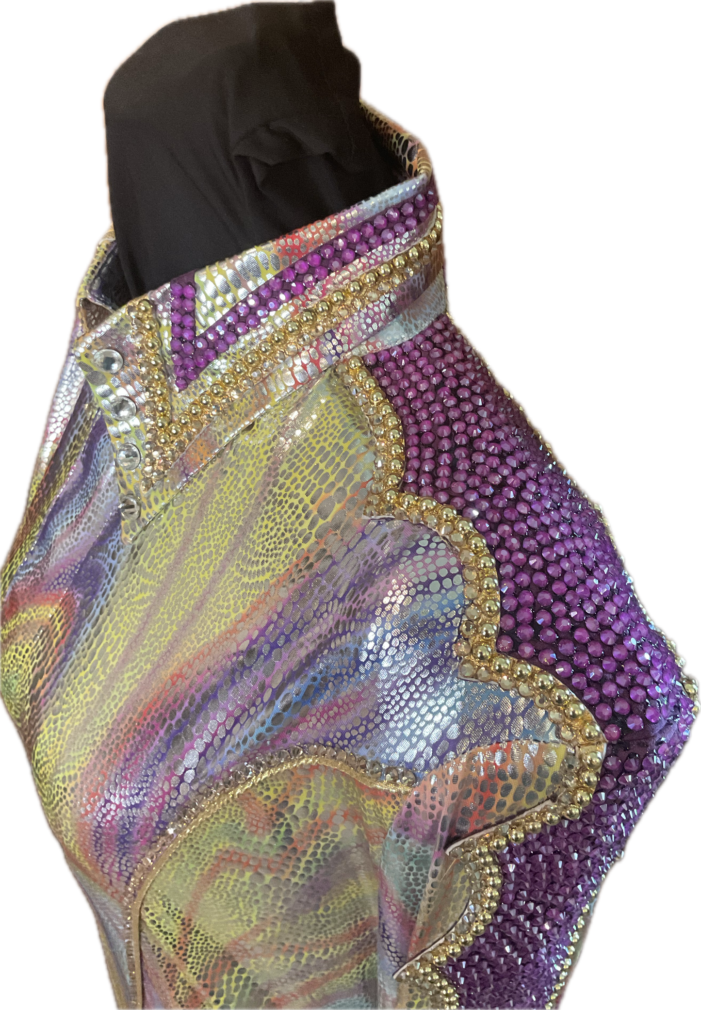 Size Large Multicolor Day Shirt with Purple and Gold Details