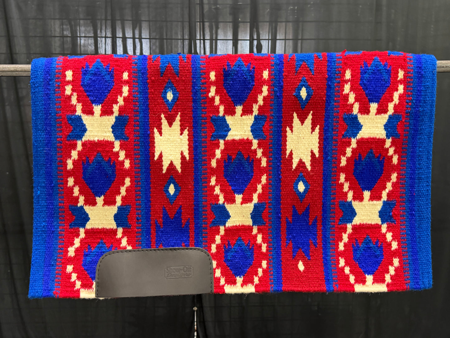 a101 Ranch Oversized Saddle Blanket Royal Blue, Dark Royal Blue, Show Red, Cream